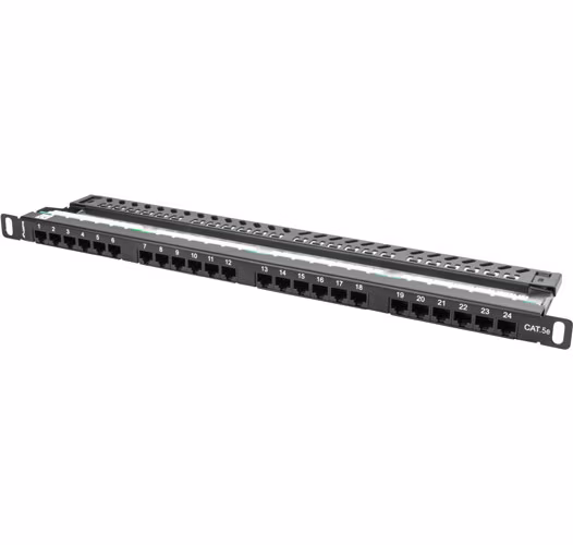 Lanberg PATCH PANEL 24 PORT 0.5U 19" CAT.5E UTP WITH CABLE ORGANIZER BLACK