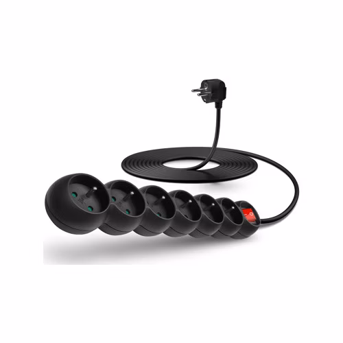 CONNECT IT prodlužovací kabel 230 V, 6 zásuvek, 5 m, s vypínačem (černý)