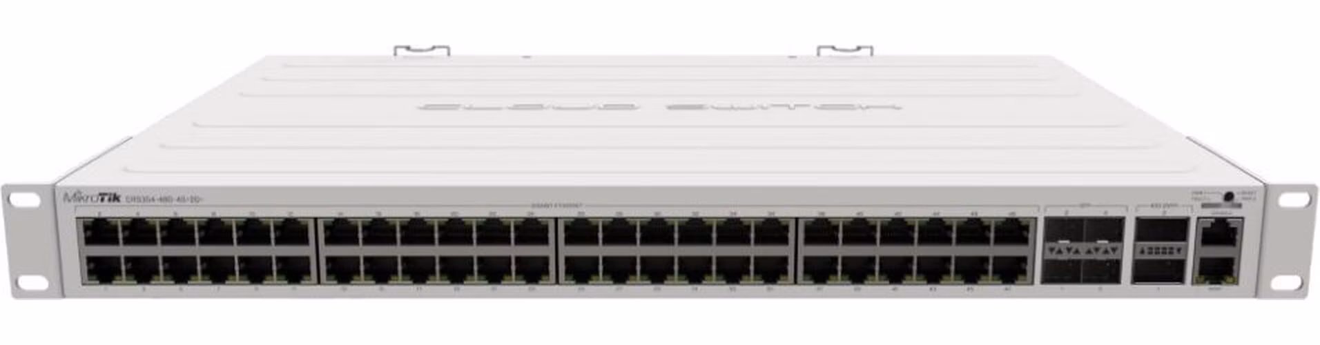 MikroTik CRS354-48G-4S+2Q+RM 650MHz CPU, 64MB, 48x GbE, 4x 10 Gbps SFP+, 2x 40 Gbps QSFP+, 2x PSU,1U, L5