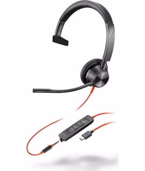 Poly Blackwire 3315 náhlavní souprava, 3.5 mm jack + USB-C/A adaptér, mono