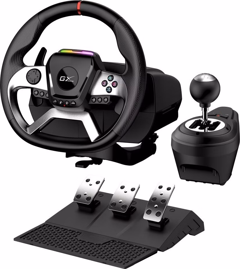 GENIUS GX Gaming volant SpeedMaster X5 FF/drátový/ USB-C/1080° rotační a vibrační/pedály/řadící páka/ PC,PS4,XBOX One