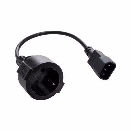 C-TECH Kabel síťový adaptér C14 (M) -> schuko (F), 15 cm