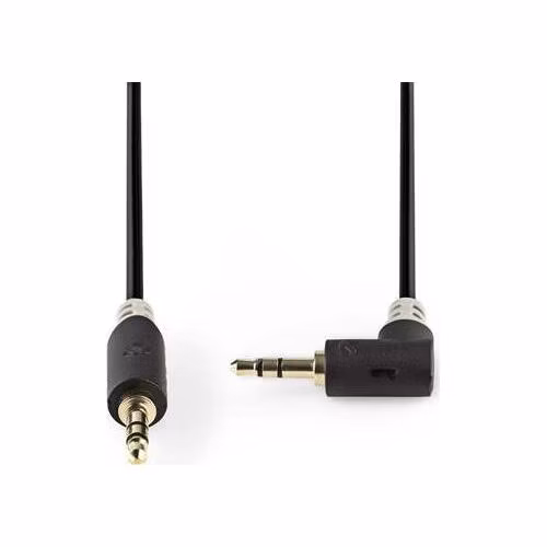 Nedis CABW22600AT10 - Stereofonní Audio Kabel | 3,5mm Zástrčka - 3,5mm Úhlová Zástrčka | 1 m | Antracit