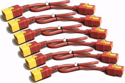 APC Power Cord Kit (6 ea), Locking, C19 to C20, 1.8m, Red