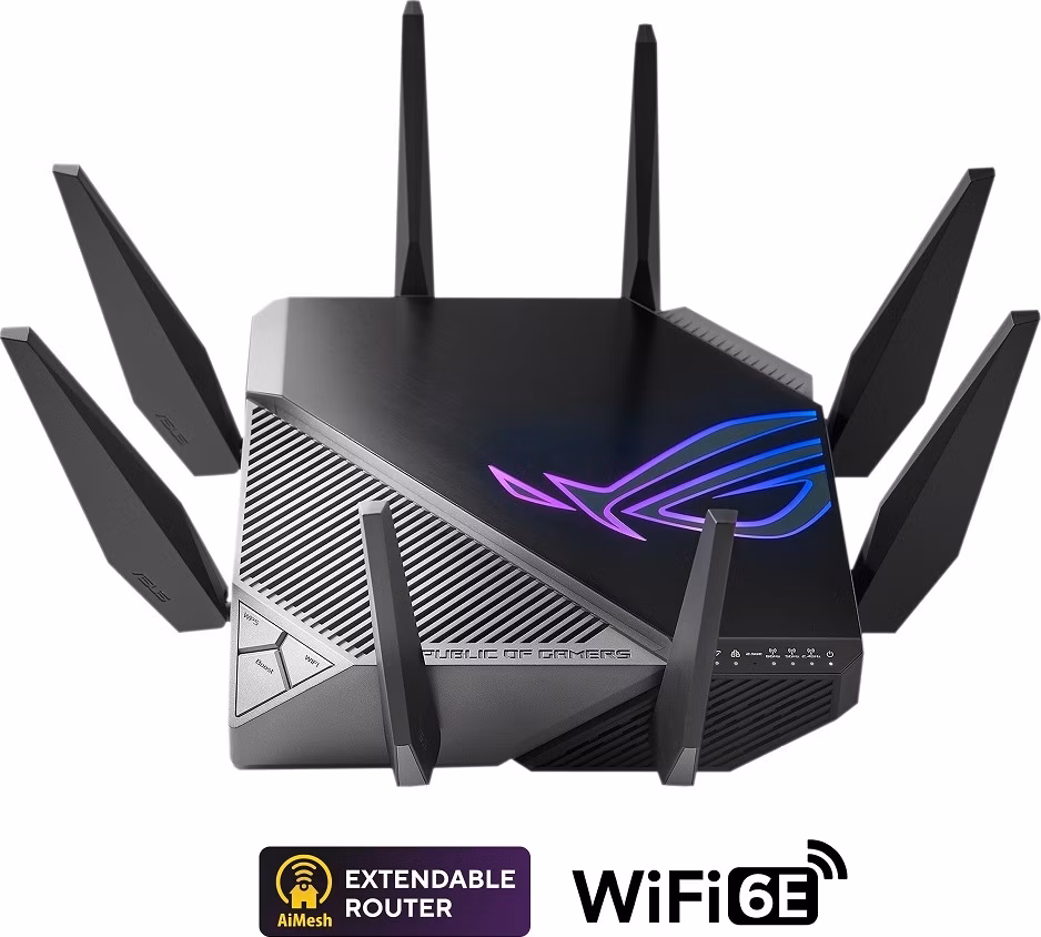 ASUS ROG Rapture GT-AXE11000 Tri-Band WiFi 6E Gaming Router, quad-core CPU, PS5 compatible, 2.5G port, mesh wifi system