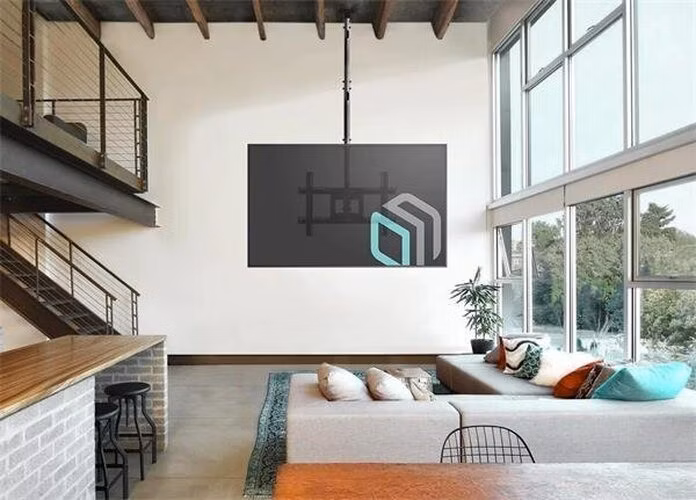 ONKRON Stropný držiak TV s nastaviteľnou výškou až 3m pre 32 až 80-palcové LED LCD televízory, čierny