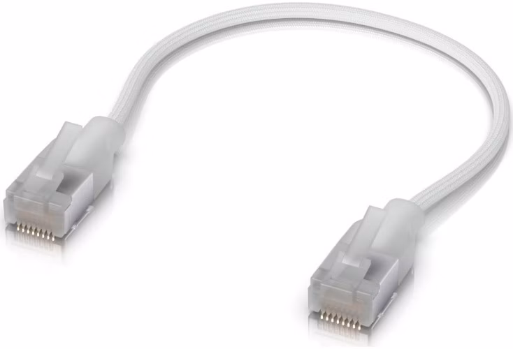 Ubiquiti UniFi Premium Patch Cable 0.15m - Patch kabel, Cat6a, Etherlighting, bílý, délka 0,15m