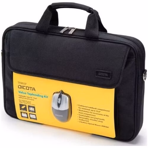 DICOTA Value Toploading Kit 14-16, Brašna na notebook s přiloženou optickou myší, černá