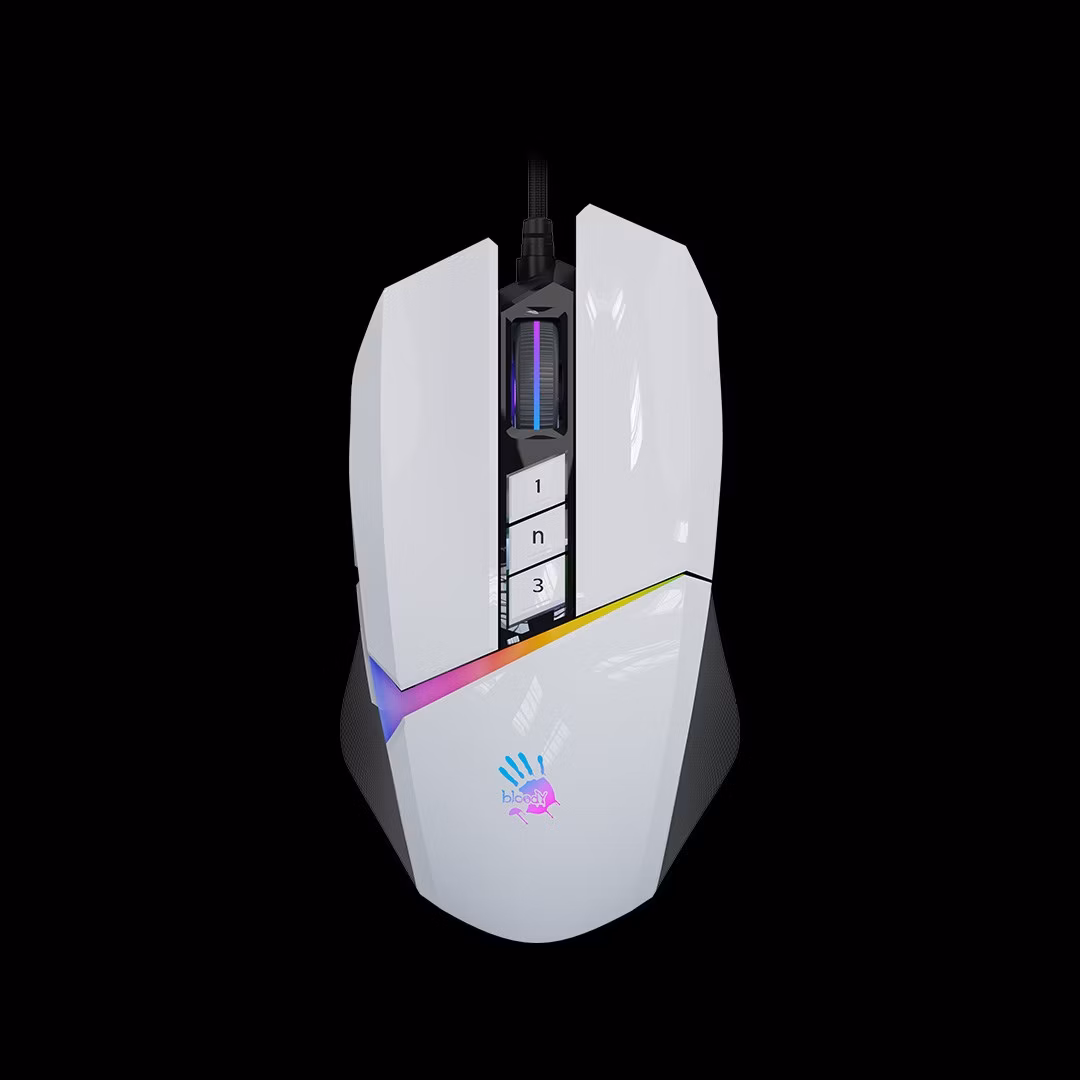 A4tech Bloody Myš W60 Max Activated, podsvícená herní myš, 12000 DPI, USB, Bílá