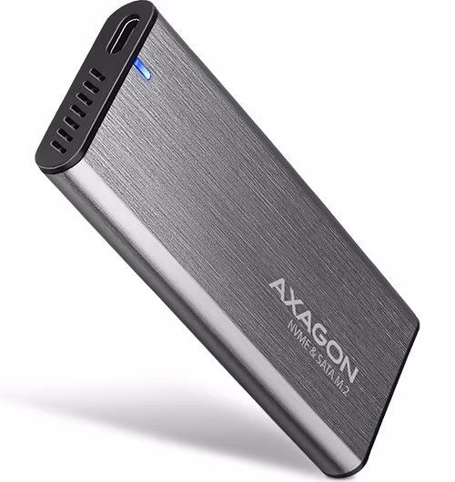AXAGON EEM2-SG2, USB-C 3.2 Gen 2 - M.2 NVMe &amp; SATA SSD kovový RAW box, bezšroubkový, stříbrný