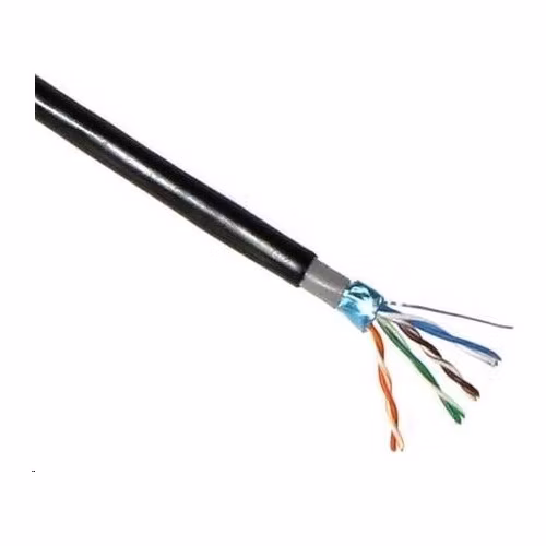Kábel FTP LYNX Cat5E, drôt, dvojitý vonkajší PE+PVC, čierny, 305 m cievka