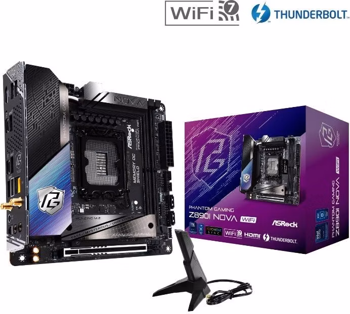 ASRock MB Sc LGA1851 Z890I NOVA WIFI, Intel Z890, 2xDDR5, 1xHDMI, 2xThunderbolt, WI-FI, mITX