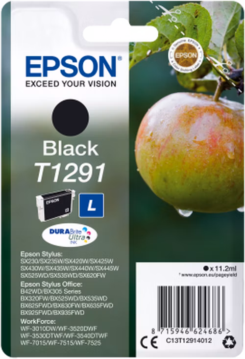 Epson inkoustová náplň/ T1291/ Singlepack T1291 DURABrite Ultra Ink/ Černá