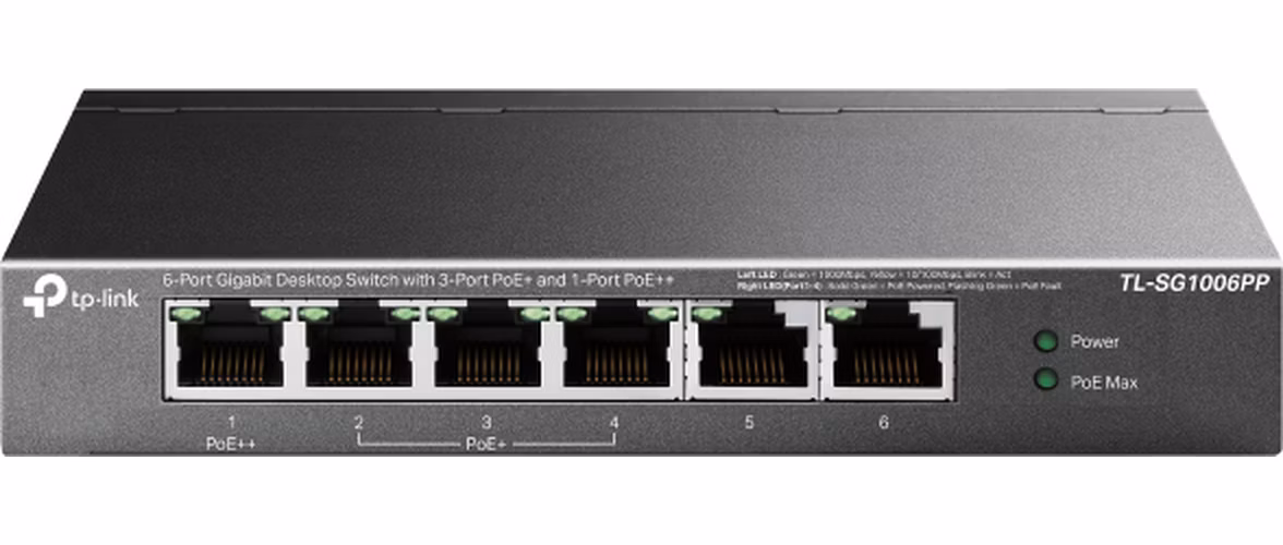 TP-Link CCTV switch TL-SG1006PP (6xGbE, 3xPoE+,1xPoE++, 64W, fanless)