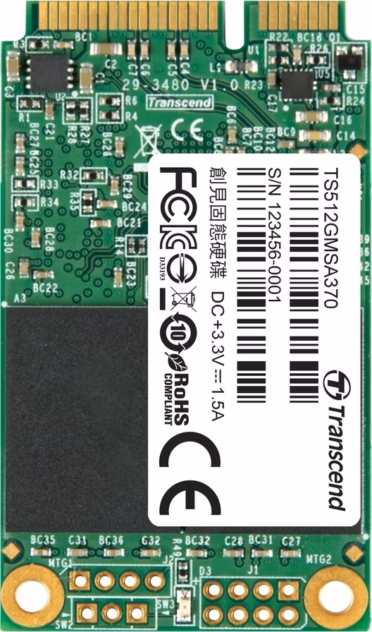 TRANSCEND MSA370 512GB SSD disk mSATA, SATA III (MLC)