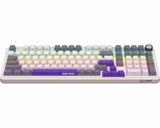 Lorgar KBA4195RT, mechanická herná klávesnica, 101 klávesov, Toxic Purple Switch, Hot-Swap, RGB, USB-C