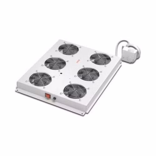 Roof cooling unit for DIGITUS server cabinets, 6 Fans, Switch, Thermostat, 828m3 air circ./h Color grey RAL 7035
