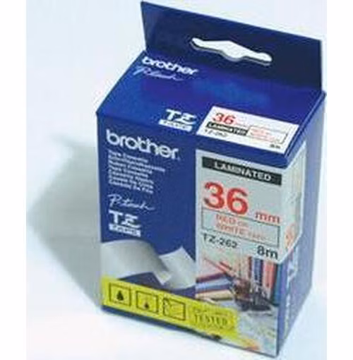Brother - TZe-262, bílá / červená - (36mm, lamin.)