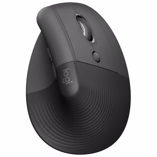 Logitech Lift Vertical Ergonomic Mouse - Graphite Vertikální myš, optická, 6 tlačítek, bezdrátová, Bluetooth
