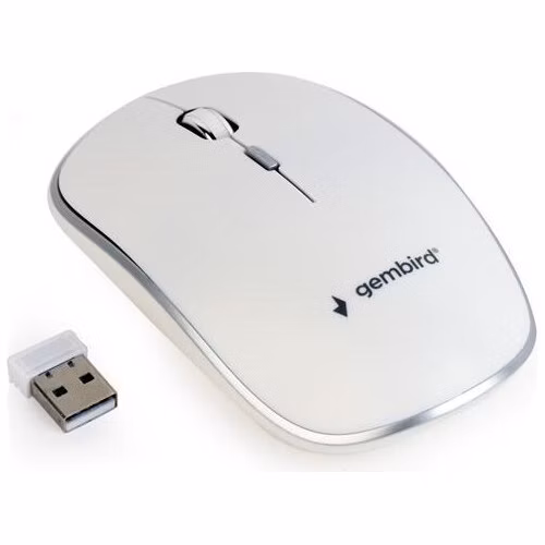 Gembird Myš MUSW-4B-01-W, bílá, bezdrátová, USB nano receiver