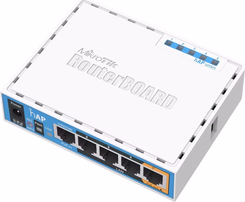 MikroTik RouterBOARD RB951Ui-2nD, hAP,CPU 650MHz, 5x LAN, 2.4Ghz 802.11b/g/n, USB, 1x PoE out,  L4