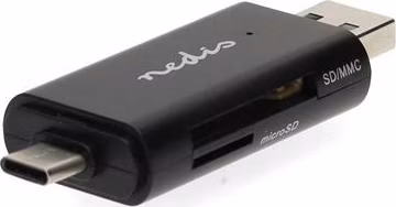 Nedis CRDRU2110BK - Čtečka Paměťových Karet | Duální čtečka karet USB-C™ / USB-A (USB2.0)
