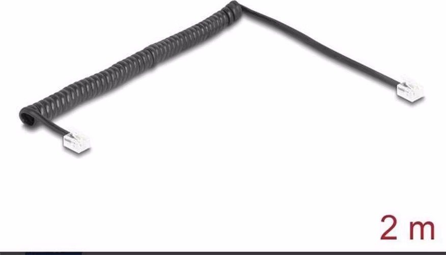 Delock Telefonní kroucený kabel ze zástrčky RJ11 na zástrčku RJ11, černý, 2 m