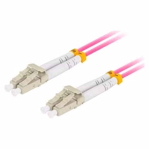 LANBERG optický patch cord MM LC/UPC-LC/UPC duplex 10m LSZH OM4 50/125 průměr 3mm, barva magenta