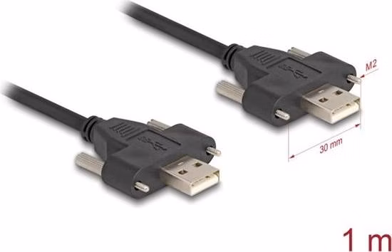 Delock Kabel ze zástrčky USB 2.0 Typ-A na zástrčku, se šrouby, 1 m, černý
