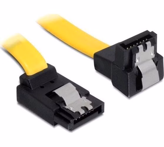 Delock kabel HDD SATA 20 cm pravoúhlý nahoru/dolů, žlutý