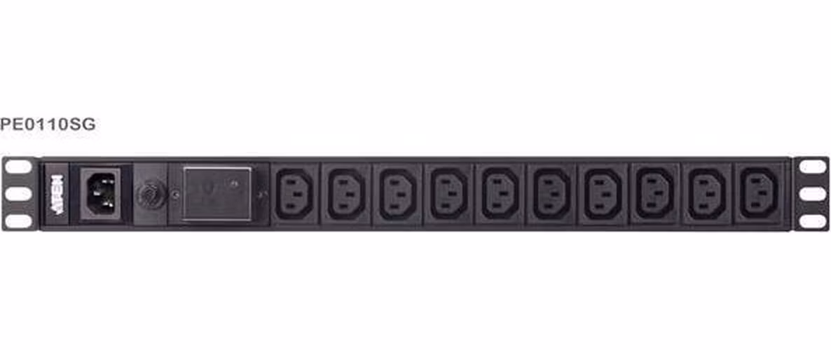 Aten PE0110S Základní 1U PDU s přepěťovou ochranou 10A vstup C14 výstup 10x C13