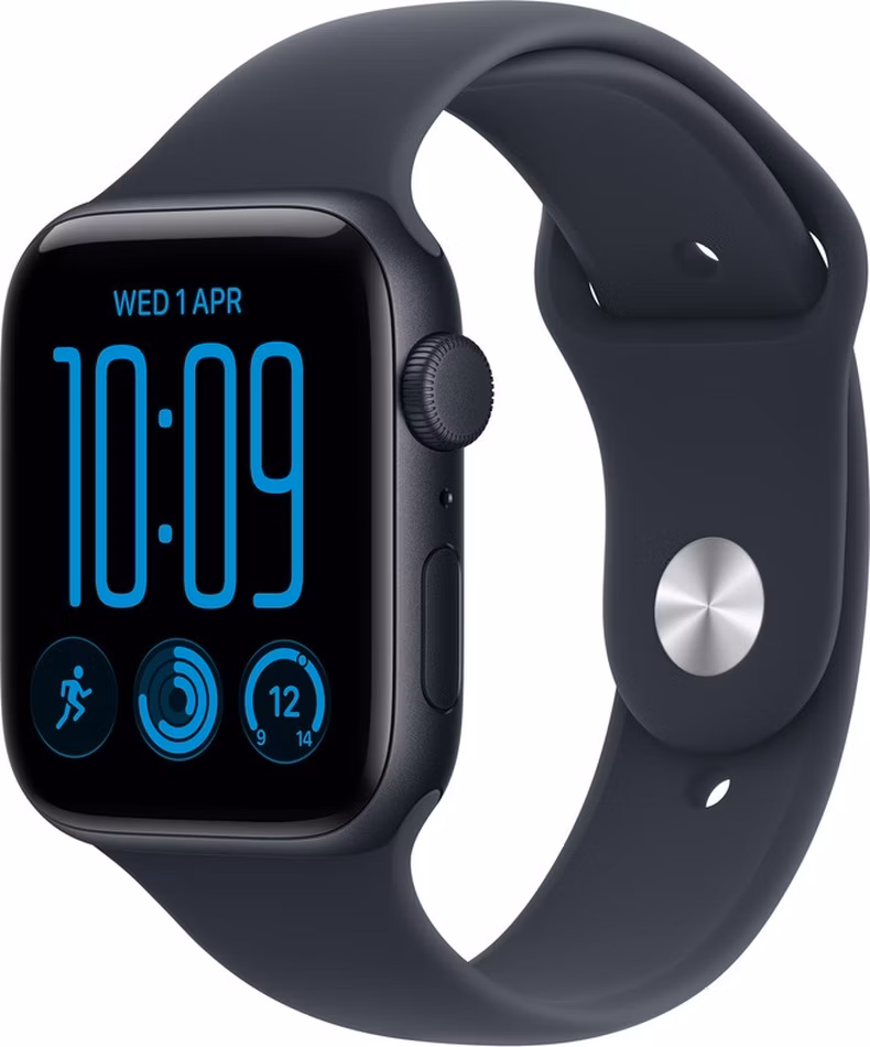 Apple Watch SE 3 GPS 44mm Midnight Aluminium Case with Navy Blue Sport Band - S/M