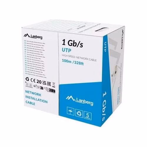 LANBERG LAN KABEL 1GB/S 100M PEVNÝ CCA ŠEDÝ