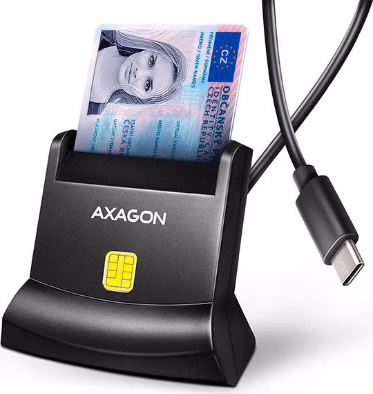 AXAGON CRE-SM4NC, USB-C čítačka kontaktných kariet Smart Card (eObčanka), stojanková, kábel 1,2 m