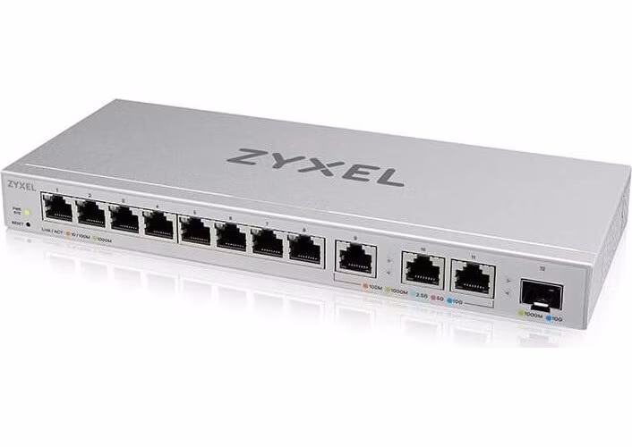 Zyxel XGS1250-12 12-portový gigabitový webový manažovateľný prepínač, 8x Gigabit RJ45, 3x MultiGig 1/2.5/5/10G, 1x SFP+
