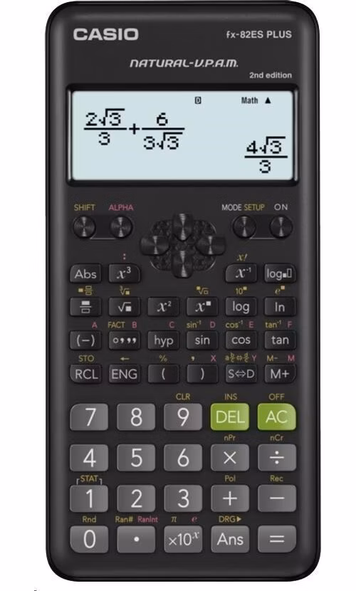 CASIO kalkulačka FX 82ES PLUS 2E, černá, školní, desetimístná