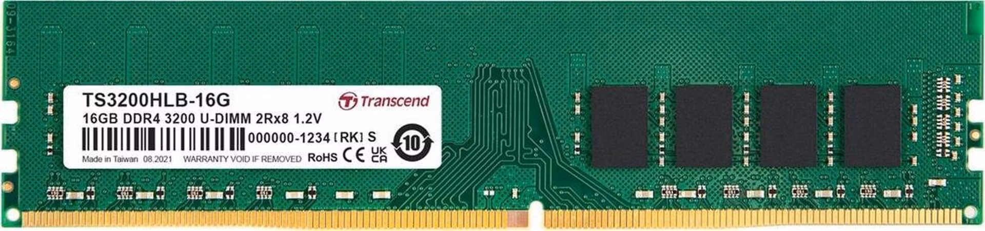 Transcend paměť 16GB DDR4 3200 U-DIMM 2Rx8 1Gx8 CL22 1.2V