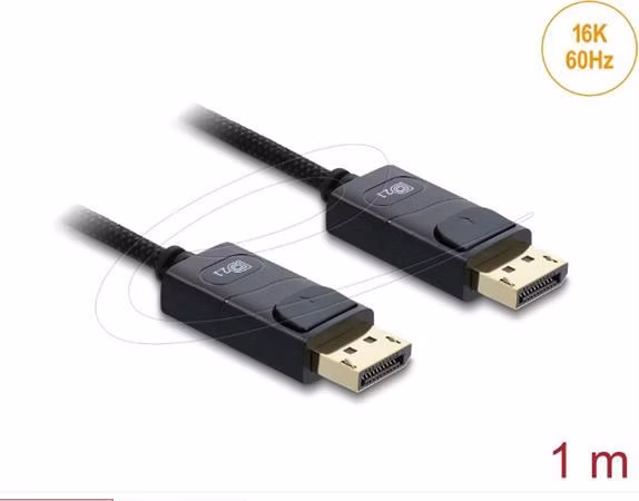 Delock Koaxiální kabel DisplayPort 16K 60 Hz 80 Gbps s pleteným opláštěním 1 m