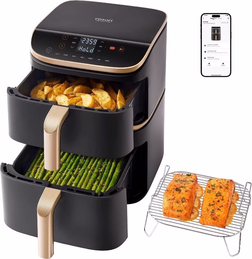 BAZAR - Cosori Turbo Tower Pro chytrá horkovzdušná fritéza 10,8l černá - Poškozený obal (Komplet)