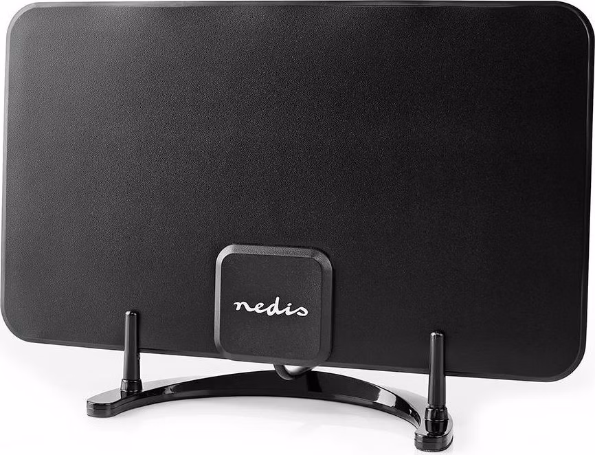 NEDIS aktivní pokojová DVB-T/T2 anténa/ FM / UHF / VHF/ rozsah příjmu 0-25 km/ LTE700/ zesílení 26 dB/ ABS/ černá