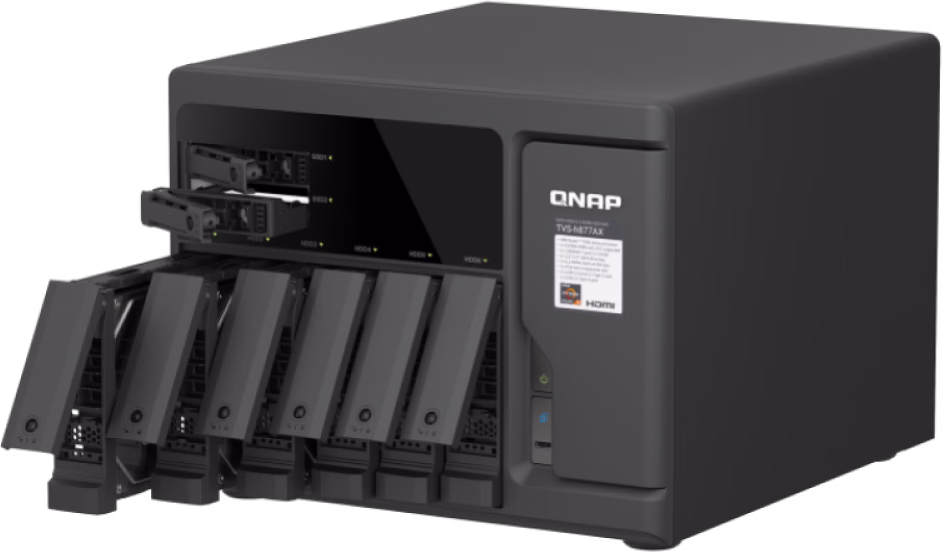 QNAP TVS-h877AX-R5-16G (AMD Ryzen 5, 16GB DDR5 RAM, 6x 3,5" + 4x 2,5", 3x PCIe, 2x 2,5GbE, 2x 10GbE)