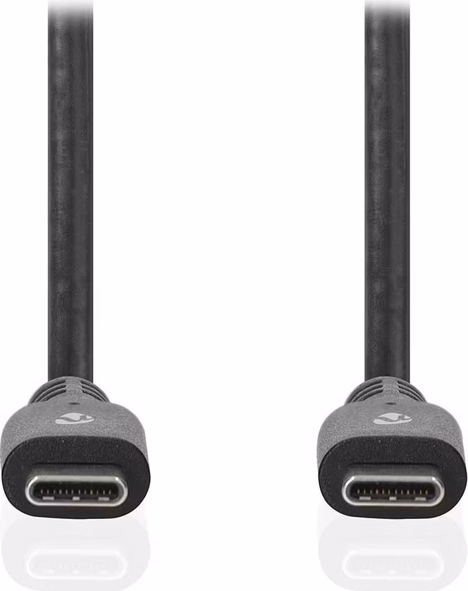 NEDIS kabel USB 3.2 Gen 1/ zástrčka USB-C - zástrčka USB-C/ 60 W/ 4K@60Hz/ 5 Gbps/ poniklovaný/ černý/ box/ 2m