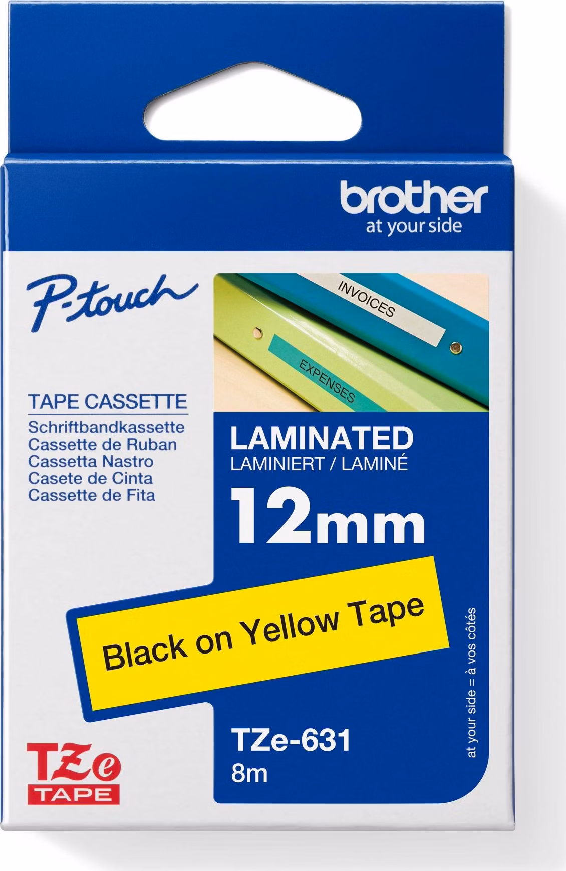 BROTHER TZE631 - 12 mm široká kazeta TZ, laminovaná TZE-631, žlto-čierne písmo