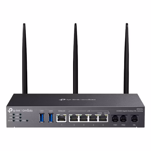 TP-Link DR3650V OMADA ADSL/VDSL gateway (AX3000,3xRJ11(2xFXS,1xDSL),2,4GHz/5GHz,1xGbELAN/WAN,4xGbE,2xUSB3.0)