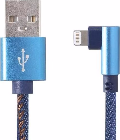 Gembird kábel nabíjací Lightning 8-pin (M) 90° na USB 2.0 (M), opletený, 1 m, modrý