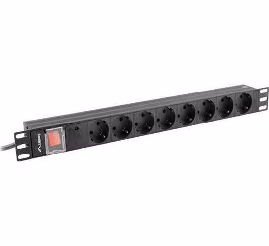 LANBERG NAPÁJECÍ DISTRIBUČNÍ JEDNOTKA (PDU) 19" 1U 16A 2M 8X SCHUKO ZÁSUVKY ČERNÁ