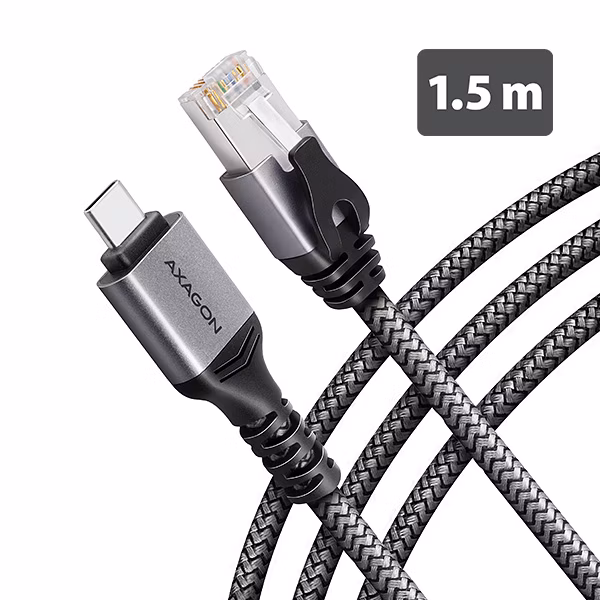AXAGON ADE-CM15, USB-C Gigabit Ethernet adaptér s integrovaným sieťovým CAT6 káblom RJ-45 (1,5 m)