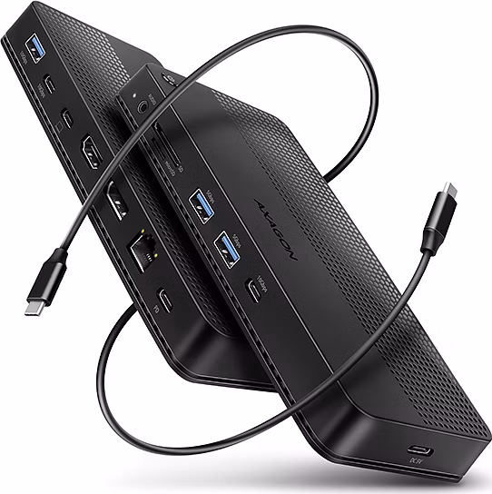 AXAGON dockovací stanice USB4 40Gbps s duálním 4K výstupem / HMC-U4 / HDMI / DP / PD100W / 5x USB / USB-C kabel 80cm