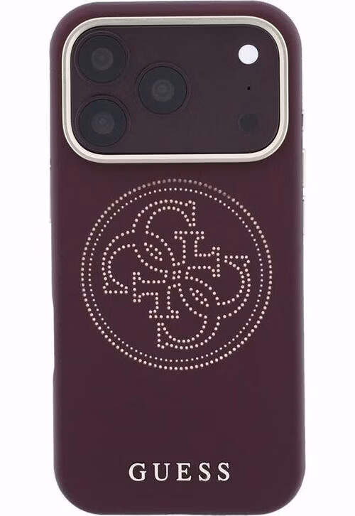 Guess PU Semi Wrap Perforated 4G Logo MagSafe kryt iPhone 18 Pro Max burgundy