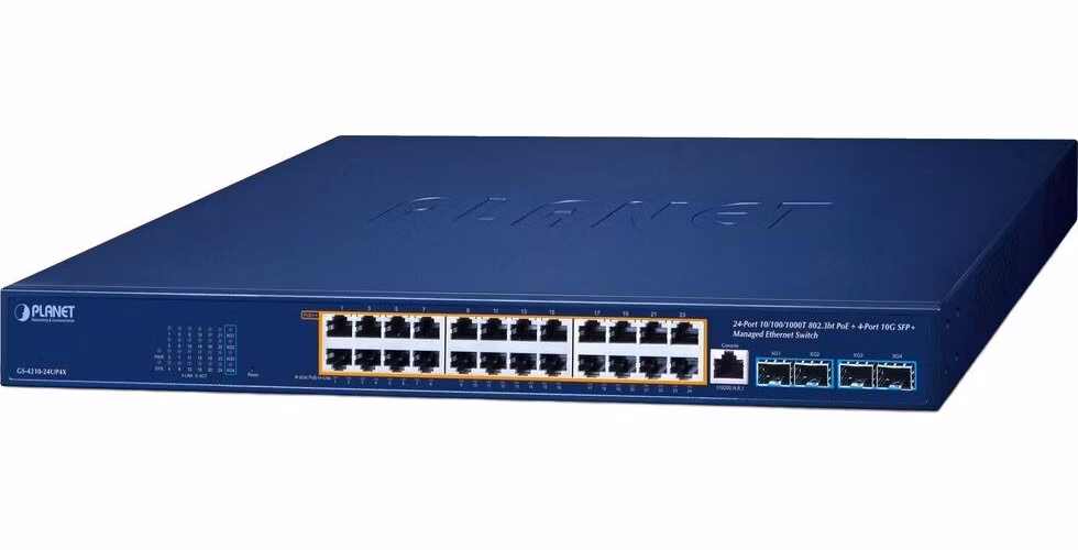 Planet GS-4210-24UP4X L2/L4 switch, 24x1Gb, 4x10Gb SFP+, 24x PoE++ 802.3bt 720W, NMS, QoS
